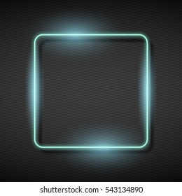 Illustration of  Shining square banner. Vector Neon Frame. 