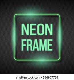 Illustration of  Shining square banner. Vector Neon Frame. 