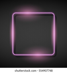 Illustration des Banners "Leuchtendes Quadrat". Vektorneonrahmen. 