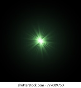 Illustration of a shining star or flare, many rays from one point