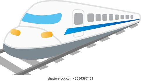 Illustration of a Shinkansen running on rails