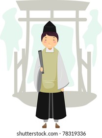 Illustration Of A Shinto Priest