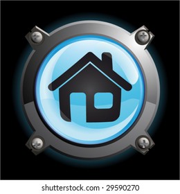 Illustration of a shiny blue house button icon