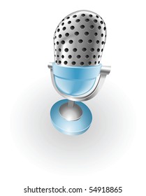 Illustration of shiny blue microphone