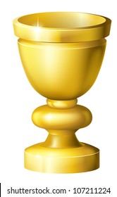 Illustration of a shiny golden cup grail or goblet