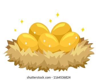 Illustration of Shiny Golden Eggs inside a Nest