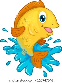 Illustration of a Shiny Goldfish Fresh Out of Water