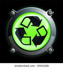 Illustration of a shiny green recycle arrow button icon