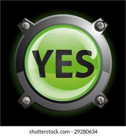 Illustration of a shiny green YES button icon