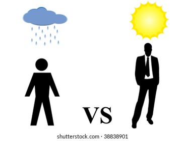 Illustration of a shiny and a rainy sky
