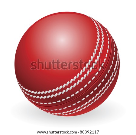 Illustration of shiny red traditional cricket ball
