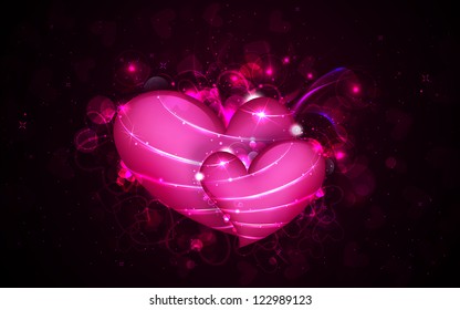 illustration of shiny Valentine heart on abstract background