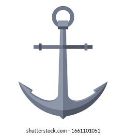 Illustration of ship anchor. Nautical symbol icon. Marine retro decorative item.