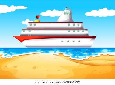 Ilustración de un barco en la playa