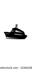 Illustration of a ship, black and white image of a ship 