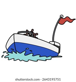 illustration of a ship. Boat Ship Yacht vector hand drawn 