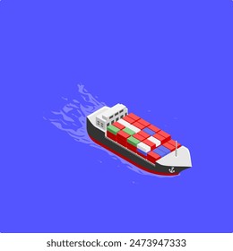 Illustration ship cargo isometric vector design