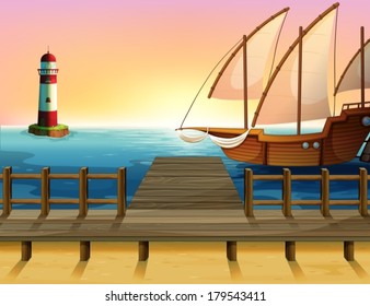 Illustration of a ship exploring the sea