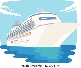 Illustration of ship. A luxury cruise liner traveling on the seas of the world.