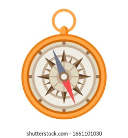 Illustration of ship navigation compass. Nautical symbol icon. Marine retro decorative item.