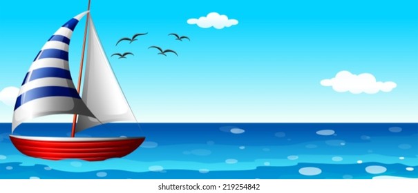 Illustration of a ship in the ocean