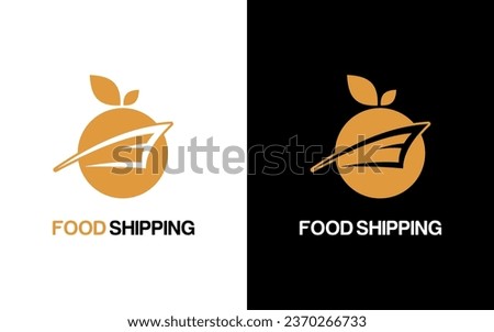 Illustration ship with orange fruit logo design boat transportation sign