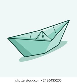 The Illustration of Ship Origami Blue