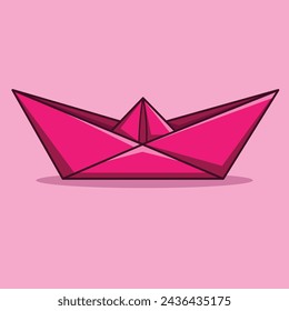 The Illustration of Ship Origami Pink