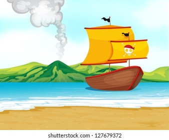 Illustration of a ship of a pirate