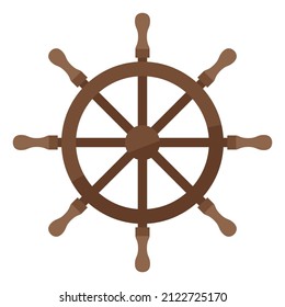 Illustration of ship steering wheel. Marine or nautical image for travel or trip.