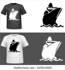 illustration of ship, sticker,tshirt print, vector illustration
