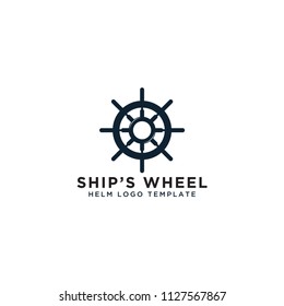 Illustration of ship wheel logo design template