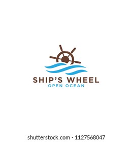 Illustration of ship wheel logo design template