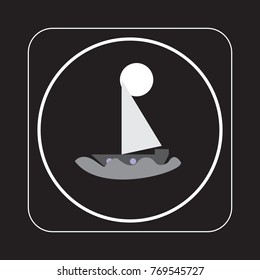 Illustration, ship, yacht at sea, ocean. Retro image. Print for the designer. Gift card, badge. The avatar element for the player. A business card for the holiday. Background.