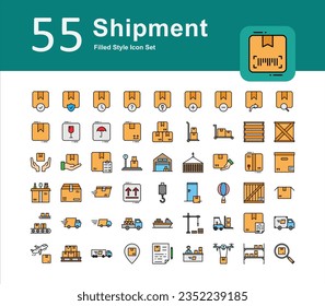 Illustration of Shipment Collection design Filled Icon. Shipment Outline Icon Pack. Set of Shipment Filled Icon