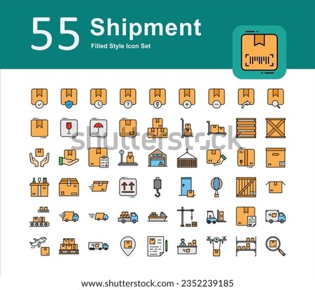 Illustration of Shipment Collection design Filled Icon. Shipment Outline Icon Pack. Set of Shipment Filled Icon