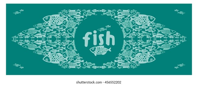 illustration shoals of fish in the water