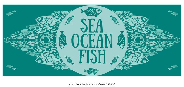 illustration shoals of fish in the water