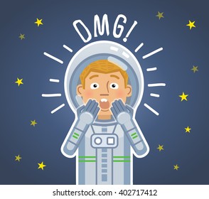 Illustration of a shocked astronaut