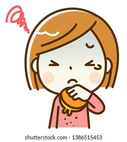 
Illustration of a shocked woman with no money