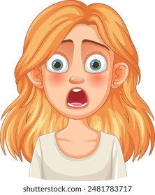 Illustration of a shocked woman with wide eyes