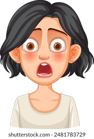 Illustration of a shocked woman with wide eyes