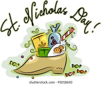 Illustration of a Shoe Loaded with Presents