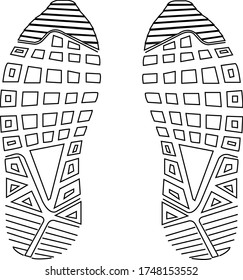 Illustration Shoe Print Vector. Sneaker Footprint Design Vector.Vector Of Shoe Tracks