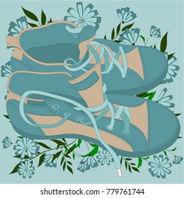 Illustration with shoes and flowers