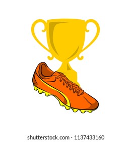 illustration shoes football with trophy