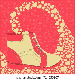 Illustration with shoes and hearts