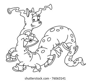 illustration of a shoes monster outlined