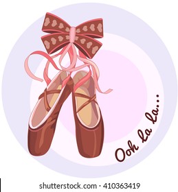 Illustration shoes with ribbons, Ooh la la