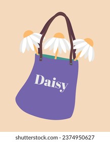  Illustration Shopping Bag with Daisy